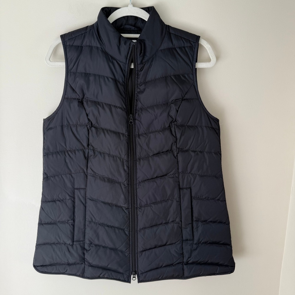 J.Jill Down Quilted Puffer Vest Navy‎ Blue Petite Small Puffer Sleeveless Jacket